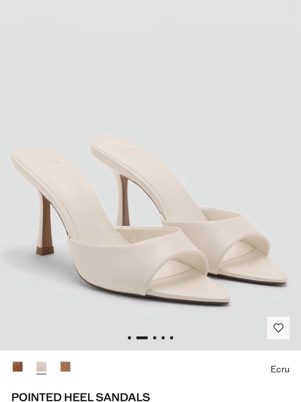 Mango Ecru Pointed Mule Heels - Picture 2 of 9